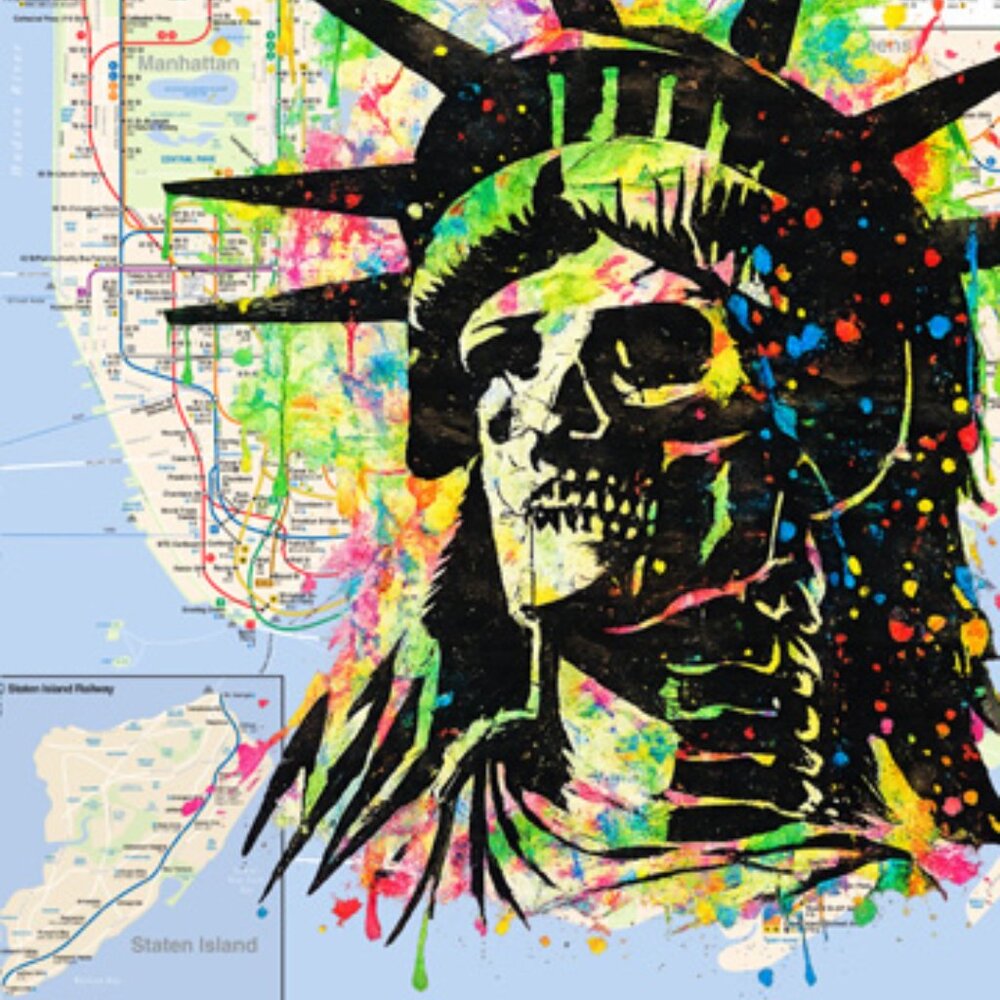 Rare Zombie Statue of Liberty NYC Subway Map Art Metal Sign 8×12 Limited Edition